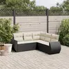 Image de vidaXL Salon de jardin 5 pcs avec coussins noir résine tressée