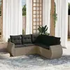 Image de vidaXL Salon de jardin 5 pcs avec coussins gris résine tressée