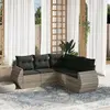 Image de vidaXL Salon de jardin 5 pcs avec coussins gris clair résine tressée