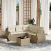 Image de vidaXL Salon de jardin avec coussins 6 pcs beige résine tressée