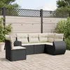 Image de vidaXL Salon de jardin 5 pcs avec coussins noir résine tressée