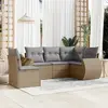 Image de vidaXL Salon de jardin avec coussins 6 pcs beige résine tressée