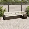 Image de vidaXL Salon de jardin avec coussins 6 pcs marron résine tressée