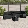 Image de vidaXL Salon de jardin 7 pcs avec coussins noir résine tressée
