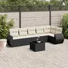 Image de vidaXL Salon de jardin 7 pcs avec coussins noir résine tressée