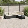 Image de vidaXL Salon de jardin 6 pcs avec coussins noir résine tressée