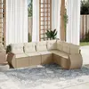 Image de vidaXL Salon de jardin avec coussins 6 pcs beige résine tressée