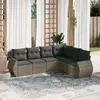Image de vidaXL Salon de jardin 6 pcs avec coussins gris résine tressée