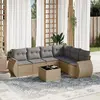 Image de vidaXL Salon de jardin avec coussins 7 pcs beige résine tressée