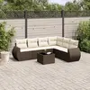 Image de vidaXL Salon de jardin avec coussins 7 pcs marron résine tressée