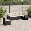Image de vidaXL Salon de jardin 6 pcs avec coussins noir résine tressée