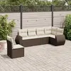 Image de vidaXL Salon de jardin avec coussins 6 pcs marron résine tressée