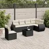 Image de vidaXL Salon de jardin 7 pcs avec coussins noir résine tressée