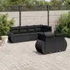 Image de vidaXL Salon de jardin 7 pcs avec coussins noir résine tressée