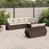 Image de vidaXL Salon de jardin avec coussins 7 pcs marron résine tressée