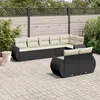 Image de vidaXL Salon de jardin 8 pcs avec coussins noir résine tressée