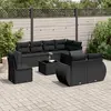 Image de vidaXL Salon de jardin 9 pcs avec coussins noir résine tressée