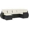 Image de vidaXL Salon de jardin 6 pcs avec coussins noir résine tressée