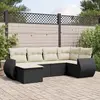 Image de vidaXL Salon de jardin 6 pcs avec coussins noir résine tressée