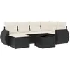 Image de vidaXL Salon de jardin 7 pcs avec coussins noir résine tressée