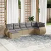 Image de vidaXL Salon de jardin avec coussins 7 pcs beige résine tressée