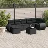 Image de vidaXL Salon de jardin 8 pcs avec coussins noir résine tressée