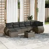 Image de vidaXL Salon de jardin 8 pcs avec coussins gris résine tressée