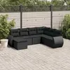 Image de vidaXL Salon de jardin 7 pcs avec coussins noir résine tressée