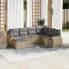 Image de vidaXL Salon de jardin avec coussins 7 pcs beige résine tressée