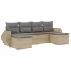 Image de vidaXL Salon de jardin avec coussins 6 pcs beige résine tressée