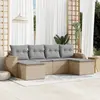 Image de vidaXL Salon de jardin avec coussins 6 pcs beige résine tressée