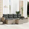 Image de vidaXL Salon de jardin avec coussins 7 pcs gris clair résine tressée