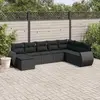 Image de vidaXL Salon de jardin 8 pcs avec coussins noir résine tressée