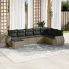 Image de vidaXL Salon de jardin 8 pcs avec coussins gris résine tressée