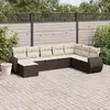 Image de vidaXL Salon de jardin 8 pcs avec coussins marron résine tressée