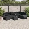 Image de vidaXL Salon de jardin 9 pcs avec coussins noir résine tressée