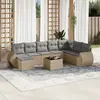 Image de vidaXL Salon de jardin avec coussins 9 pcs beige résine tressée