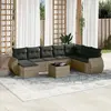 Image de vidaXL Salon de jardin 9 pcs avec coussins gris résine tressée