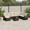 Image de vidaXL Salon de jardin avec coussins 9 pcs marron résine tressée