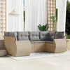 Image de vidaXL Salon de jardin avec coussins 6 pcs beige résine tressée
