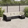 Image de vidaXL Salon de jardin 7 pcs avec coussins noir résine tressée