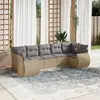 Image de vidaXL Salon de jardin avec coussins 7 pcs beige résine tressée