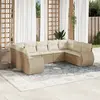 Image de vidaXL Salon de jardin avec coussins 9 pcs beige résine tressée