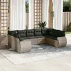 Image de vidaXL Salon de jardin 9 pcs avec coussins gris résine tressée
