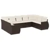 Image de vidaXL Salon de jardin avec coussins 9 pcs marron résine tressée