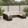Image de vidaXL Salon de jardin avec coussins 9 pcs marron résine tressée