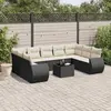 Image de vidaXL Salon de jardin 10 pcs avec coussins noir résine tressée