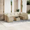 Image de vidaXL Salon de jardin avec coussins 10 pcs beige résine tressée