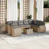 Image de vidaXL Salon de jardin avec coussins 10 pcs beige résine tressée
