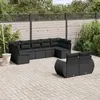 Image de vidaXL Salon de jardin 9 pcs avec coussins noir résine tressée